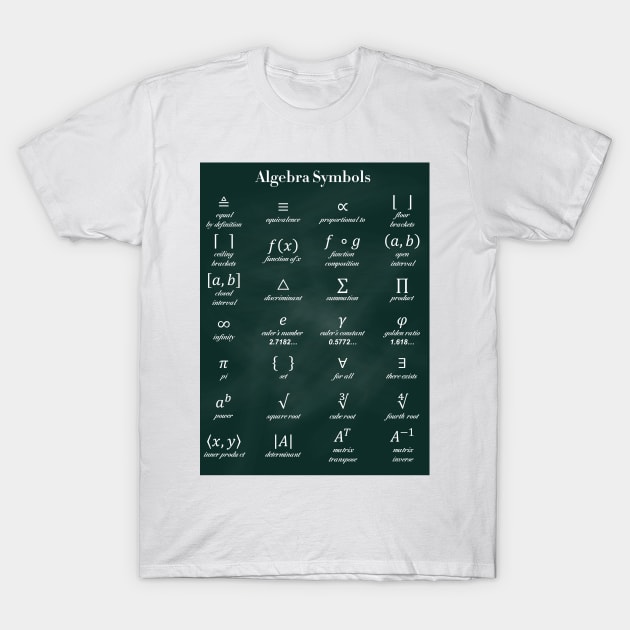 Algebra Symbols T-Shirt by ScienceCorner